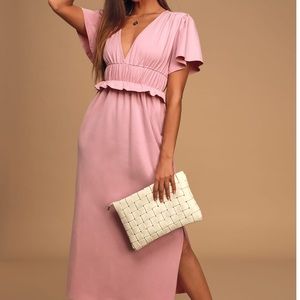 LuLu Love Mauve Pink Short Sleeve Midi Dress